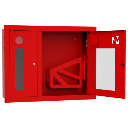 ШП-К-О-002 "Т" ВОК М01 правый шкаф пожарный с почтовым замком (встроенный, открытый, красный)