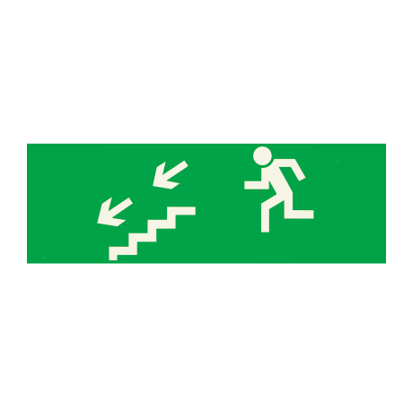 Сменное табло "Человек по лестнице влево вниз" (зел. фон)
