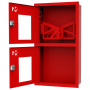ШП-К-О-003-12 "Т" ВОК М01 ЕВРО левый шкаф пожарный с евроручками (встроенный, открытый, красный)