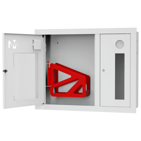 ШП-К-О-002 "Т" ВОБ М01 левый шкаф пожарный с почтовым замком (встроенный, открытый, белый)