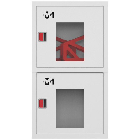 ШП-К-О-003-12 "Т" ВОБ М01 ЕВРО правый шкаф пожарный с евроручками (встроенный, открытый, белый)