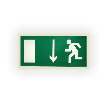Знак E10 Указатель двери эвакуационного выхода (левосторонний) на самоклеящейся фотолюминесцентной плёнке на пластиковой основе, 150х300 НПО ПУЛЬС