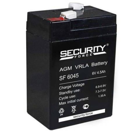 Security Force SF 6045 (6В 4,5Ач) 70х47х107 мм Аккумуляторная батарея