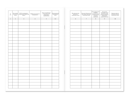 Журнал регистрации несчастных случаев на производстве Магазин 01