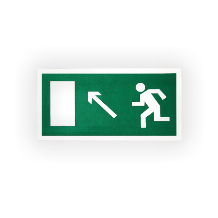 Знак E06 Направление к эвакуационному выходу налево вверх на самоклеящейся не светящейся плёнке, 150х300 НПО ПУЛЬС