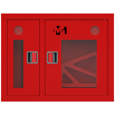 ШП-К-О-002 "Т" ВОК М01 ЕВРО правый шкаф пожарный с евроручкой (встроенный, открытый, красный)