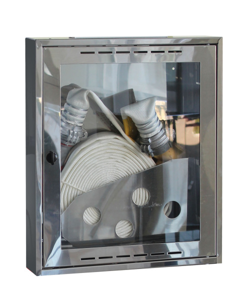 Престиж-01-НО (310 НО) шкаф пожарный с замком "еврозащелкой" зеркальная нержавейка (навесной, открытый)