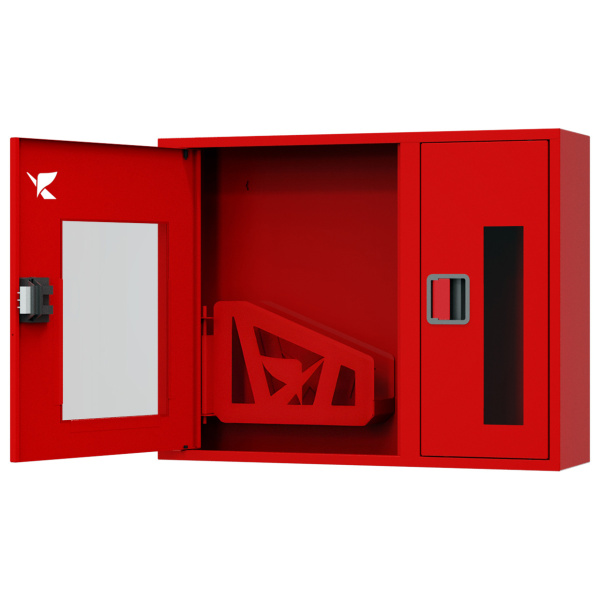 ШП-К-О-Пульс-315 НОК ЕВРО левый шкаф пожарный с евроручкой (навесной, открытый, красный)