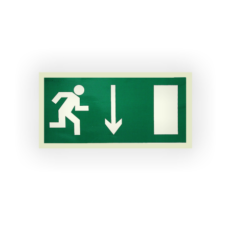 Знак E09 Указатель двери эвакуационного выхода (правосторонний) на самоклеящейся фотолюминесцентной плёнке на пластиковой основе, 150х300 НПО ПУЛЬС