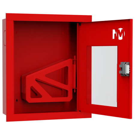 ШП-К-001 "Т" ВОК М01 ЕВРО правый шкаф пожарный с евроручкой (встроенный, открытый, красный)