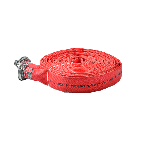 РПМ(П)-50-1,6-ИМ-УХЛ1 с головками (25±1м) "ЗПО №3" рукав пожарный напорный с внутренним гидроизоляционным покрытием и латексной пропиткой каркаса