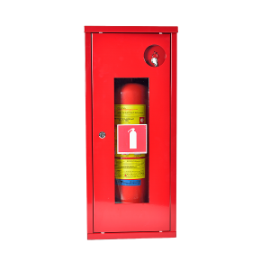 ШПО-107 НОК ПУЛЬС левый угловой шкаф для огнетушителя (навесной, открытый, красный)
