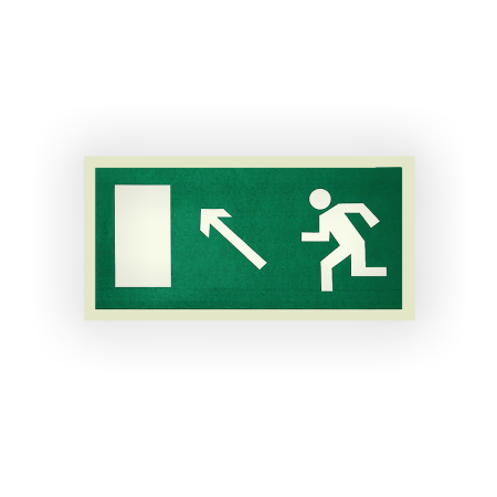 Знак E06 Направление к эвакуационному выходу налево вверх на самоклеящейся фотолюминесцентной плёнке, 150х300 НПО ПУЛЬС Знак E06 Направление к эвакуационному выходу налево вверх на самоклеящейся фотолюминесцентной плёнке, 150х300 НПО ПУЛЬС