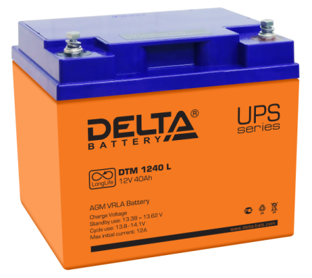 Delta DTM 1240 L (12В 40Ач) 198х166х170 мм Аккумуляторная батарея