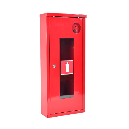 ШПО-107 НОК ПУЛЬС левый угловой шкаф для огнетушителя (навесной, открытый, красный)