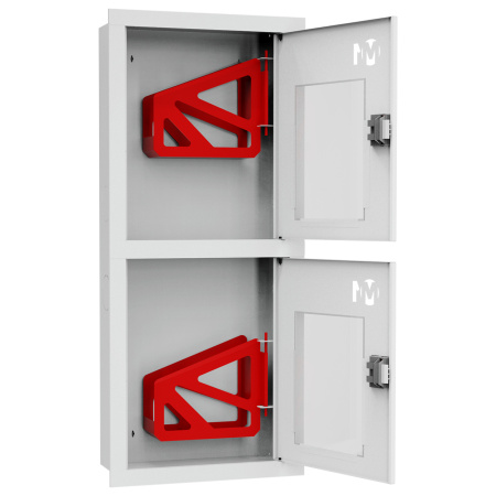 ШП-К-003-21 "Т" ВОБ М01 ЕВРО правый шкаф пожарный с евроручками (встроенный, открытый, белый)