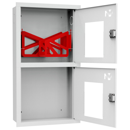 ШП-К-О-003-12 "Т" ВОБ М01 ЕВРО правый шкаф пожарный с евроручками (встроенный, открытый, белый)