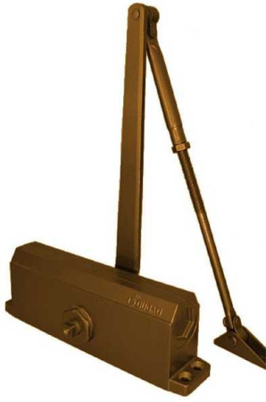 Е-604 доводчик для дверей (нагрузка до 100 кг), с фиксацией открытого положения двери, золото